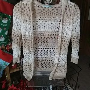 d's Maurice Crochet Cardigan Tan and White